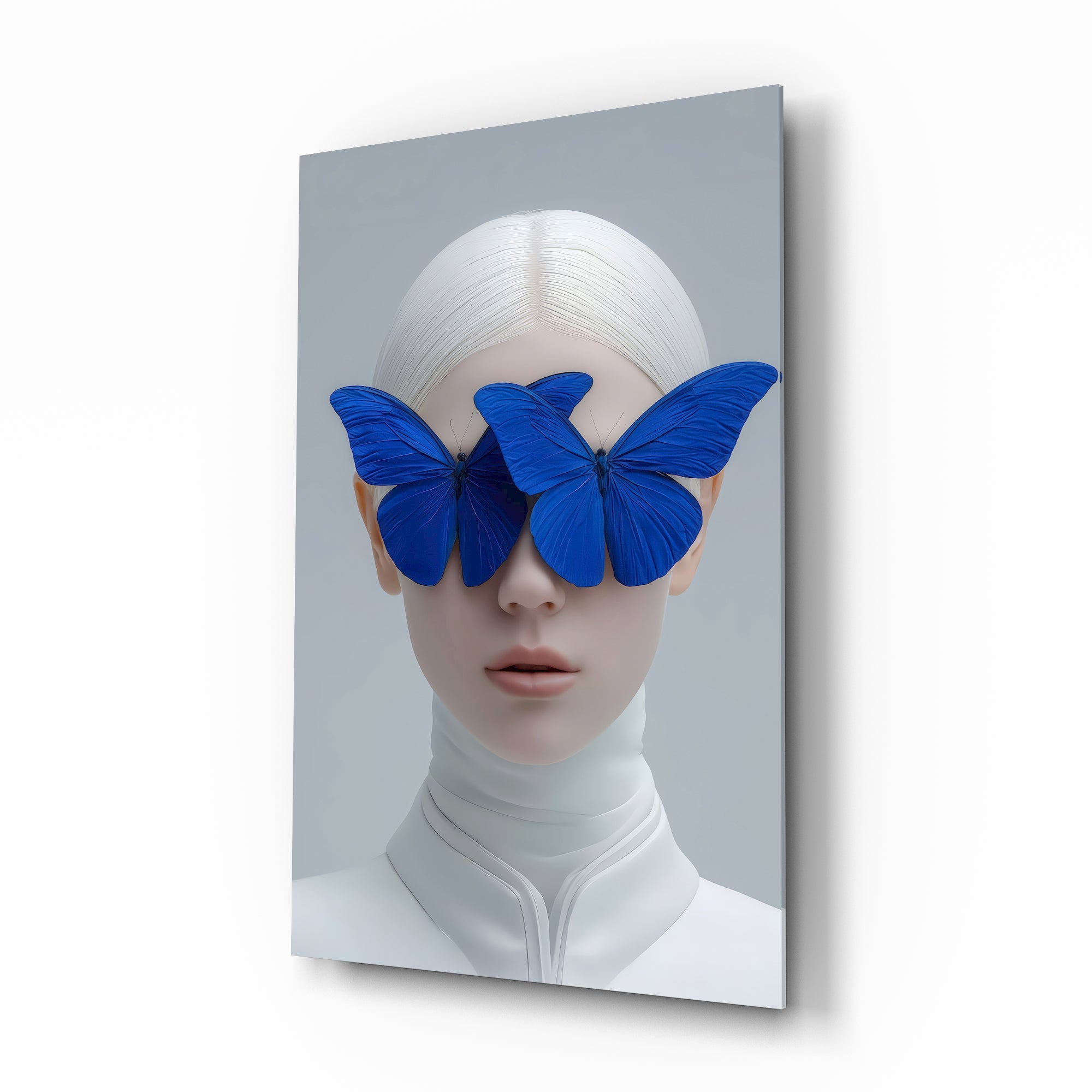 Blue Butterfly Vision Glass Wall Art