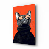 Cool Cat in Shades Glass Wall Art