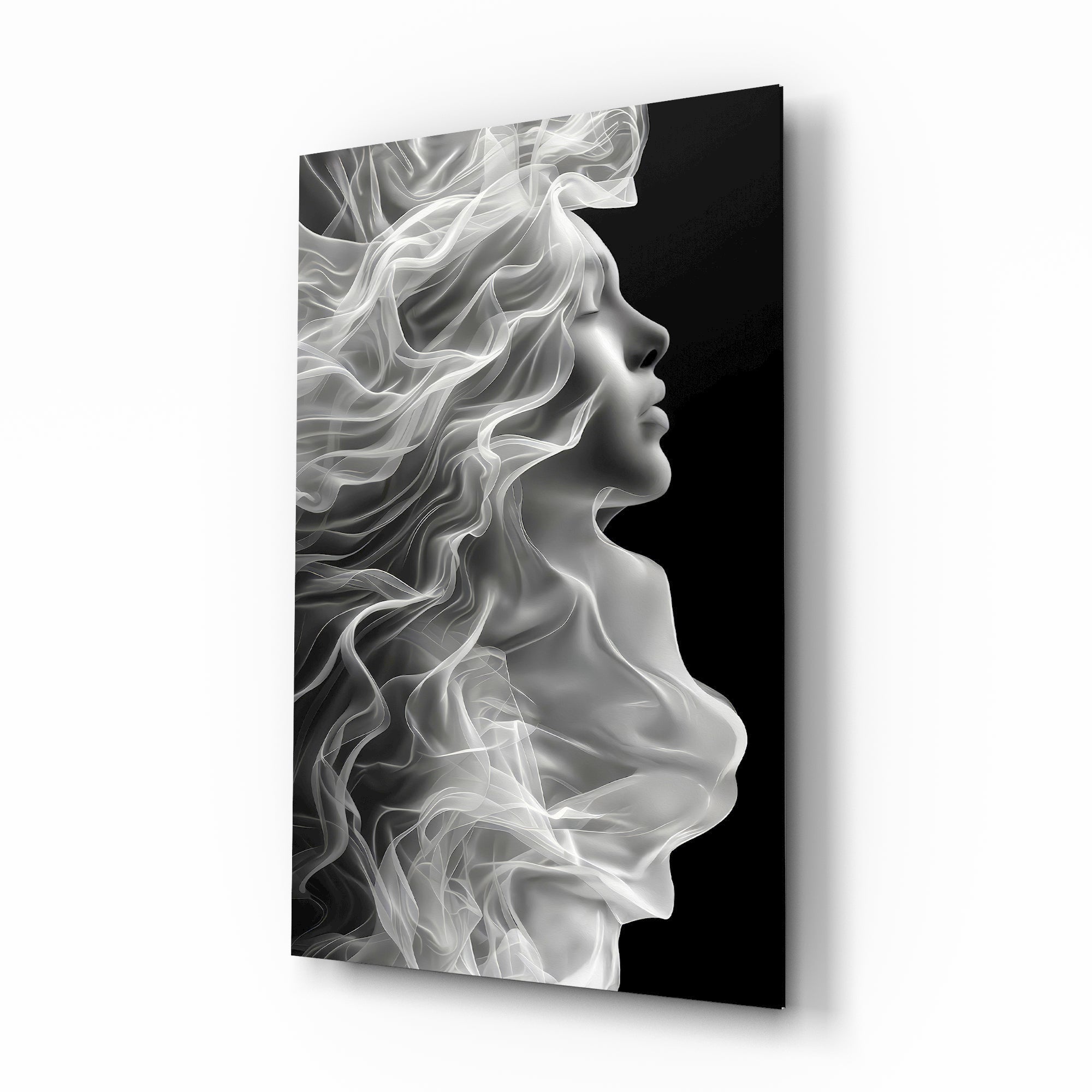 Ethereal Smoke Portrait Glass Wall Art