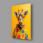 Giraffe in Sunglasses Pop Glass Wall Art