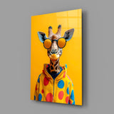 Giraffe in Sunglasses Pop Glass Wall Art