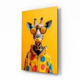 Giraffe in Sunglasses Pop Glass Wall Art