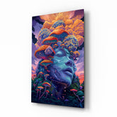 Mystic Mushroom Dreamscape Glass Wall Art