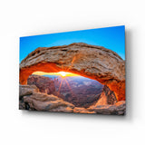 Sunset Through Arch Glass Wall Art