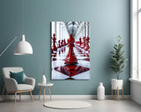 Elegant Chess Masterpiece Glass Wall Art