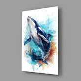 Whale Dive Splash Glass Wall Art
