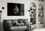 Neon Fish on Black Glass Wall Art