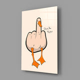 Duck You Middle Finger Glass Wall Art