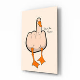 Duck You Middle Finger Glass Wall Art