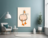 Duck You Middle Finger Glass Wall Art