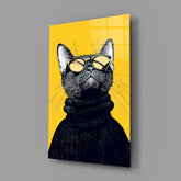 Cool Cat in Shades Glass Wall Art