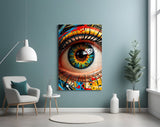 Vibrant Eye Abstract Glass Wall Art