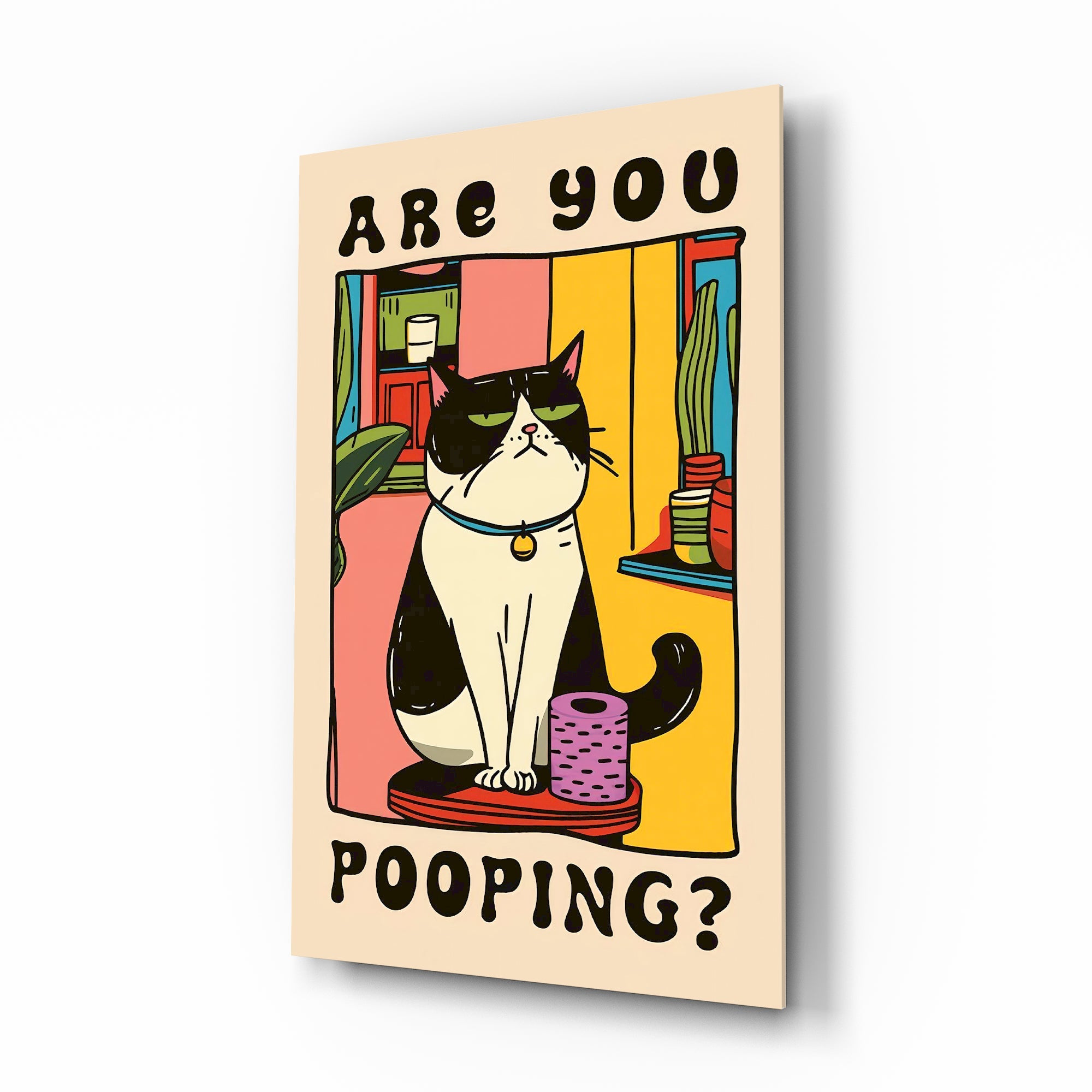 Grumpy Cat Pooping Glass Wall Art