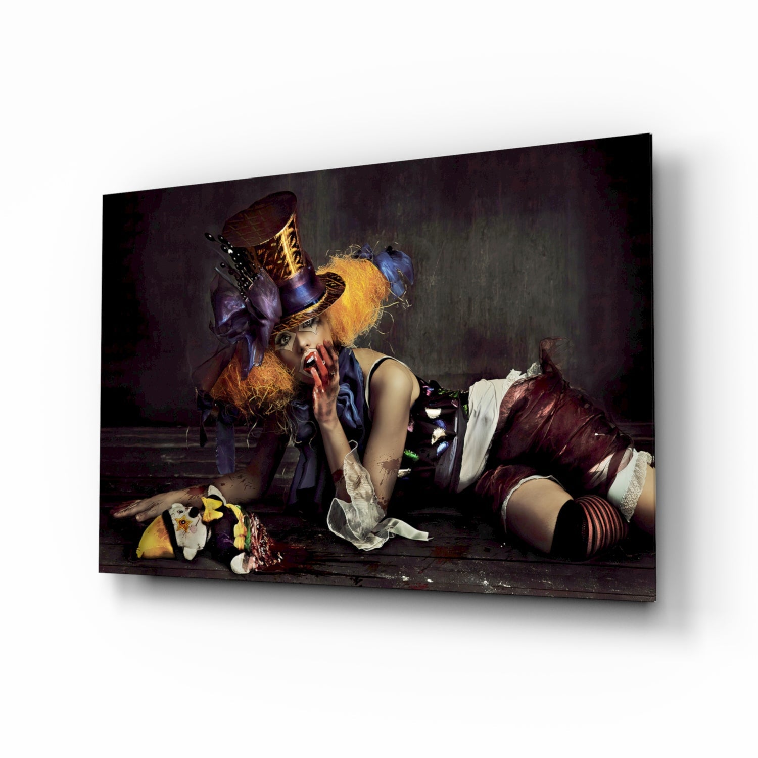 Female Clown Glass Wall Art.