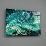 Green Waves Glass Wall Art.