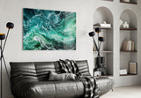 Green Waves Glass Wall Art.