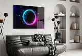 Neon Circle Glass Wall Art.