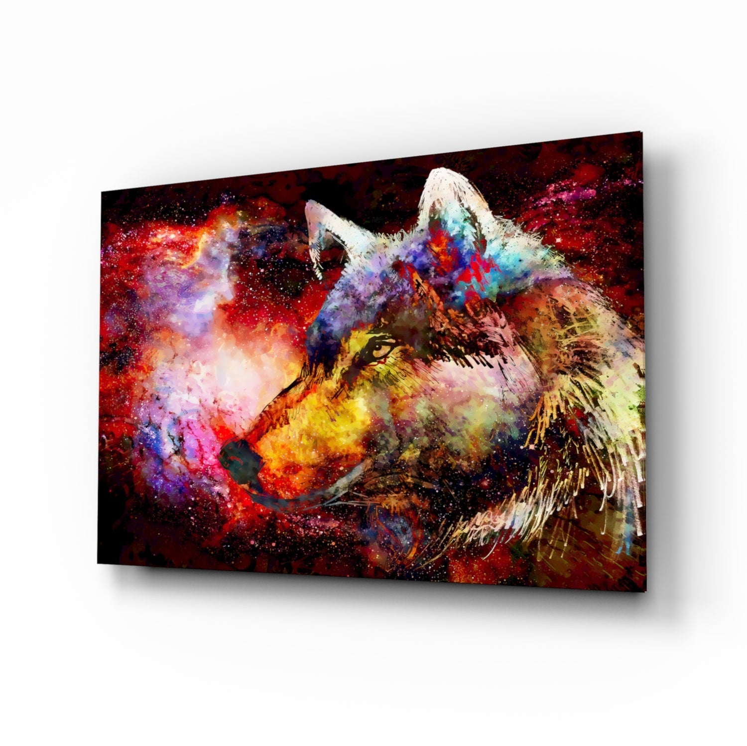 Colorful Wolf Glass Wall Art.