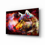 Colorful Wolf Glass Wall Art.