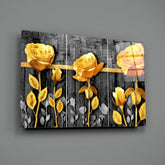 Yellow Rose Glass Wall Art.