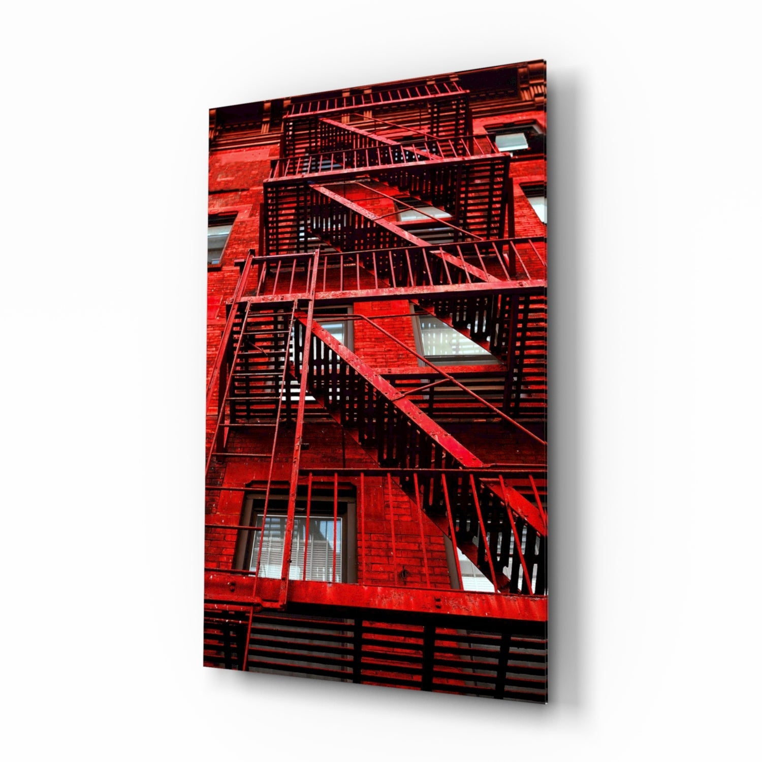 Red Stairs Glass Wall Art.