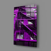 Purple Stairs Glass Wall Art.