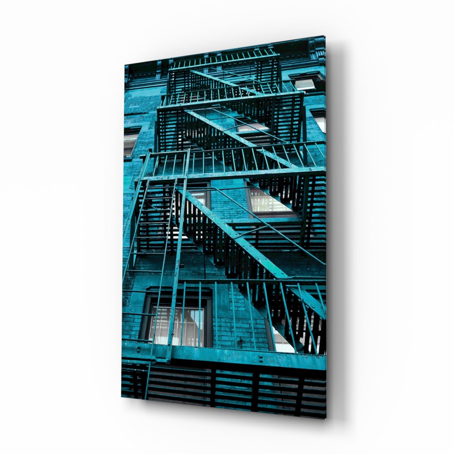 Blue Stairs Glass Wall Art.