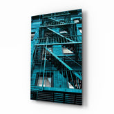 Blue Stairs Glass Wall Art.