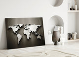 World Map Glass Wall Art.