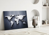 World Map Glass Wall Art.
