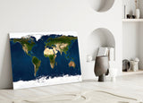 World Map Glass Wall Art.
