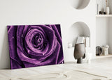 Purple Rose Glass Wall Art.
