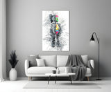 Abstract Robot Glass Wall Art.