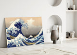 Kanagawa Oki Nami Ura Great Wave Glass Wall Art.