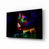 Neon Woman Glass Wall Art.