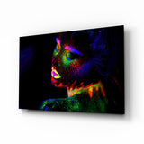Neon Woman Glass Wall Art.