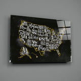 Map of USA Glass Wall Art.