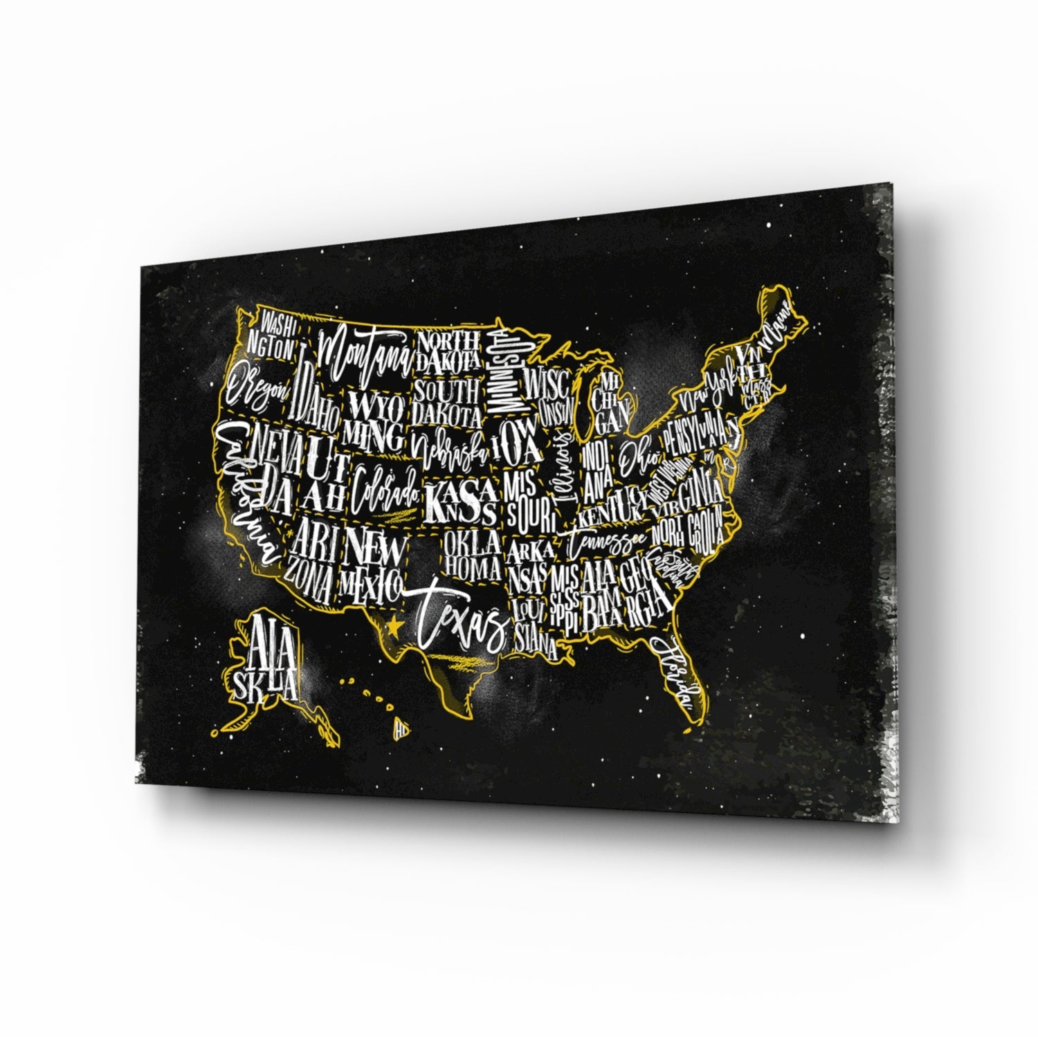 Map of USA Glass Wall Art.
