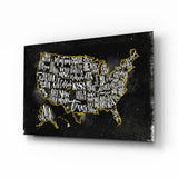 Map of USA Glass Wall Art.