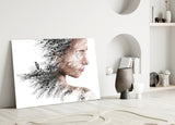 Woman Bird Glass Wall Art.
