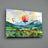 Hot Air Balloons Glass Wall Art.