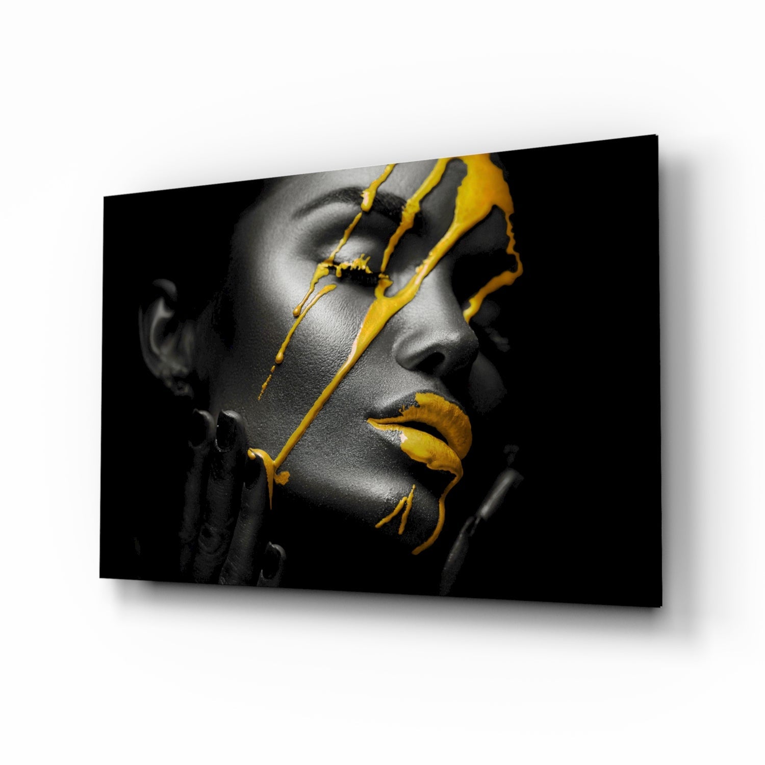 Yellow Paint Glass Art.