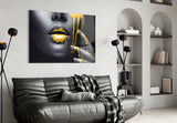 Yellow Lips Glass Wall Art.