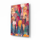 Colorful Trees Glass Wall Art.