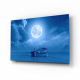 Moon and Boat Glass Wall Art.