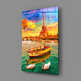 Eiffel and Boat Glass Wall Art.
