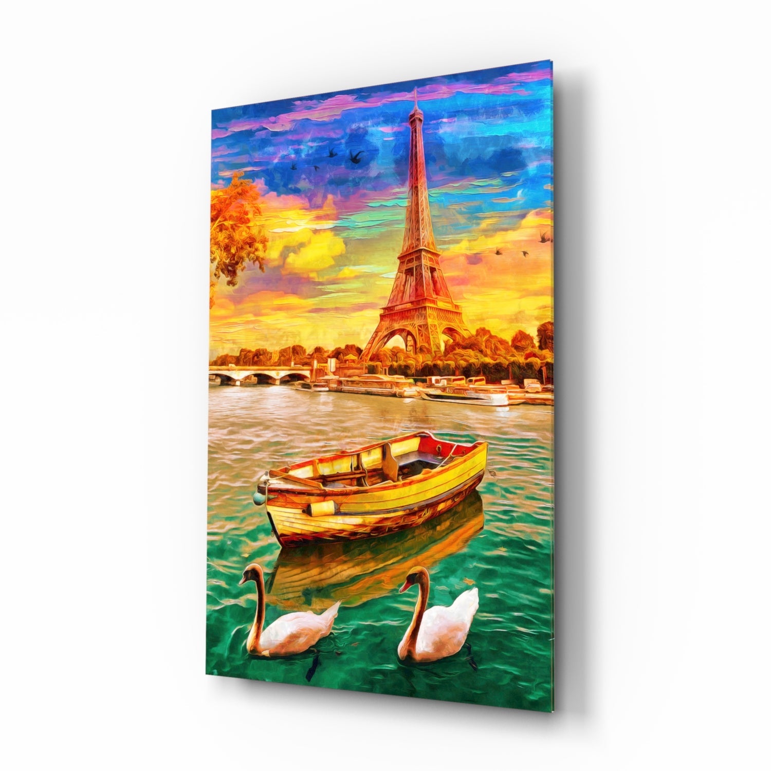 Eiffel and Boat Glass Wall Art.
