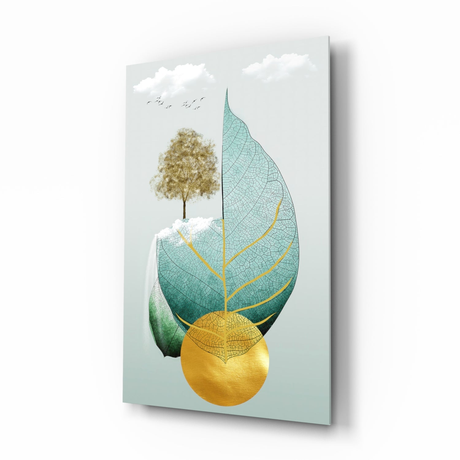 Tree on a Leaf Glass Wall Art.