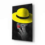 Yellow Hat Glass Wall Art.