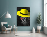Yellow Hat Glass Wall Art.